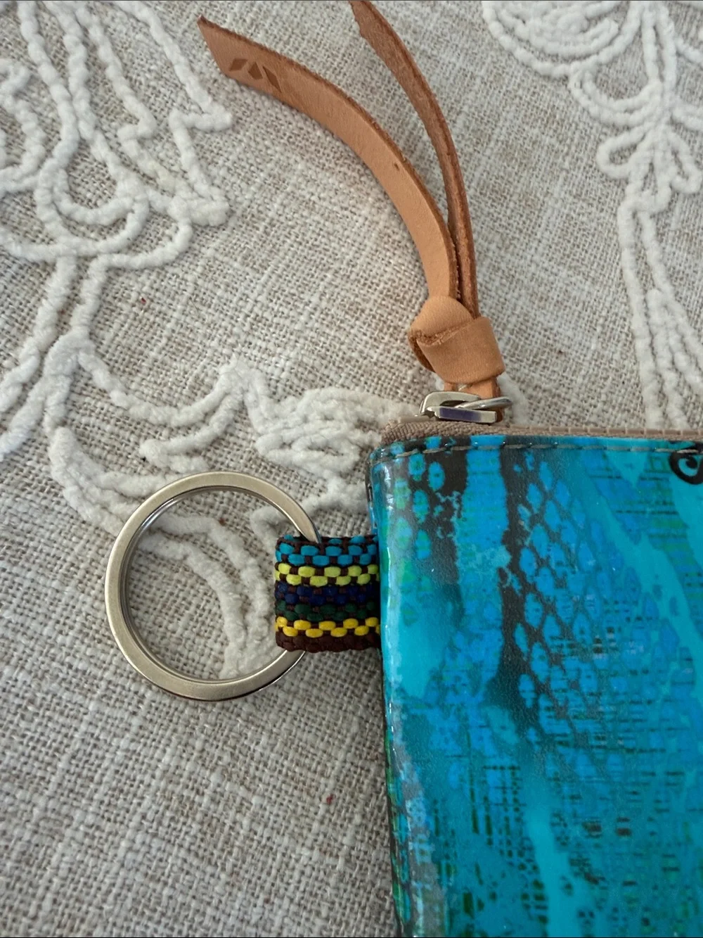 Consuela Kyle Teal & Turquoise Snake-Print Zip Pouch